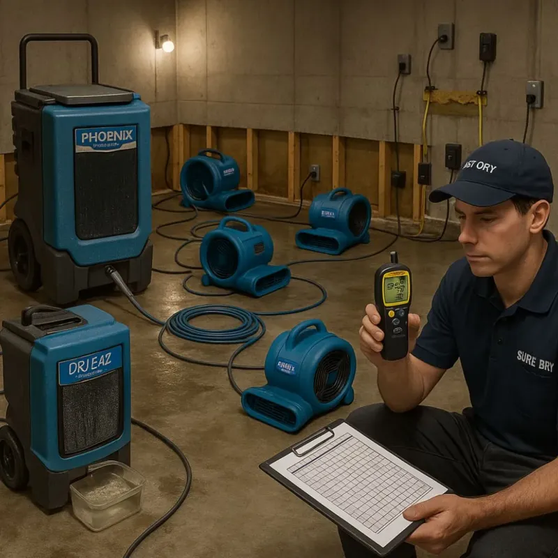 Structural Drying and Dehumidification process in Windsor, NC